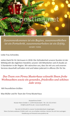 postina.net - Newsletter und E-Mail-Marketing: Stilvolles Weihnachtsmailing